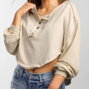 Free People Long Sleeve Top We The Free Melodi Henley Round Cropped Extra Small